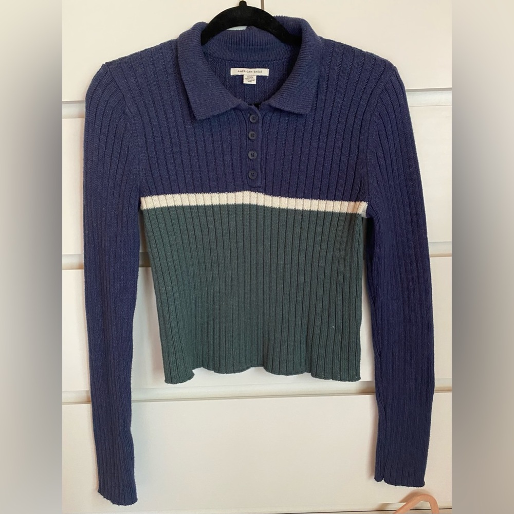 AE Cropped Polo Sweater Size M